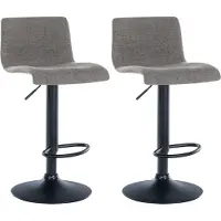 CLP Branford Set van 2 barkrukken - Met rugleuning - Met voetsteun - Metalen frame - zwart/licht grijs