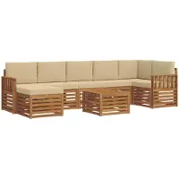 vidaXL Buiten bank set 8 st Natuurlijk en Beige