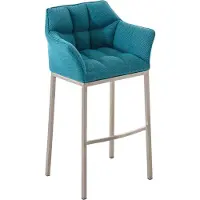 CLP Barkruk Damas E4 - bekleding: stof, frame: roestvrij staal - Turquoise (Turkoois)