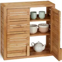 Relaxdays hangkast bamboe - 2 deuren - klein - 56,5 x 56 x 21 cm - wandkast badkamer