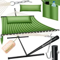 Kesser Hangmat HILL met Kussen Dubbele Hangmat voor 2 Personen-Stabiel Frame - 200kg Draagvermogen Binnen & Buiten XXL Hangstoel Dubbel Multi-Persoons Tuin Zwembad Balkon Terras - Khaki
