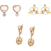 Faina Oorbellen goud / transparant / parelwit