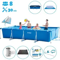 Intex Rechthoekig Frame Zwembad - 450 x 220 x 84 cm - Blauw - Inclusief Accessoires