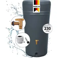 Graf AZURA 2in1 regenton complete-set230 L graphite grey incl. kunststof uitloopkraan en regenpijp aansluiting
