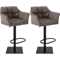 CLP Set van 2 barkrukken Damaso, bekleed met stof, draaibaar en in hoogte verstelbaar, maximaal draagvermogen 240 kg | Kleur: grijs, frame: zwart