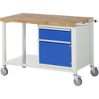 RAU Werkbank serie 8152, verrijdbaar, met schuiflade, B 1250 x D 700 x H 880 mm