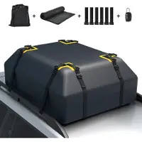Costway 400 L Dakkoffer voor Auto Dakkoffer Waterdicht met 6 Deurhaken Cijferslot Antislip Mat en Draagtas Opvouwbare Dakkoffer Zwart