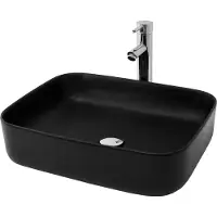 LuxeBath wastafel, opzetwastafel, rechthoekig, 51x40,5x13,5 cm, mat zwart, van keramiek