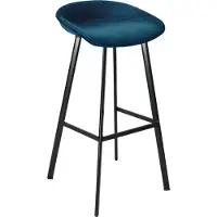 Kick Collection Kick barkruk Finn - 80cm - Donkerblauw - Velvet stof - Verkrijgbaar in diverse kleuren