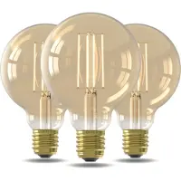 Calex Filament LED Lamp - Set van 3 stuks - G95 Vintage Lichtbron - E27 - Goud - Warm Wit Licht - Dimbaar