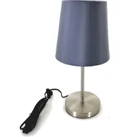 Trango Bedlampje 2017-08GL *GRIJS* Tafellamp met stoffen kap in grijs incl. 1x 5 Watt E14 LED lamp 3000K warm wit, lamp, vensterbanklamp , bedlampje voor slaapkamer