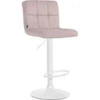 CLP Peru Barkruk - Met rugleuning - Voetsteun - Fluweel - Velvet - wit/roze