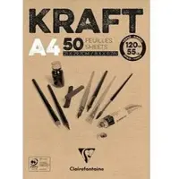 Clairefontaine Kraftpapier A4 Blok - Bruin - Bevat 50 vellen van 120 gr