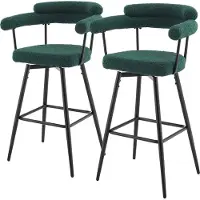 ML-Design Set van 2 barkrukken 360° draaibaar donkergroen 61x103x55 cm met armleuning, rugleuning en voetensteun tot 120 kg ML design