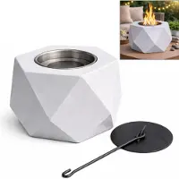 Colibri Tafelhaard Bio-ethanol – Beton Look – 16,5×16,5×10cm – Moderne Tafelhaard met Doofplaat – Sfeervolle Vlam voor Tafel, Terras of Balkon