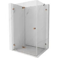 Mexen Lunar-F vouwbare douchecabine links 85 x 80 , transparant, roze goud- 836-085-080-60-00-L