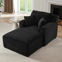 OKWISH Chaise Longue 1-Zits - Als Relaxfauteuil En Slaapbank - Ruimtebesparend Voor Woonkamer Of Kantoor - Cord - Zwart