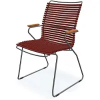 Houe CLICK Armstoel met hoge rugleuning en bamboe armleuningen stalen frame 2 stuks