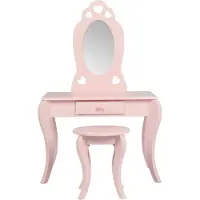 Vdd - Kaptafel - Visagie tafel - Hartje design - Kinderkamer - Incl. krukje - Roze