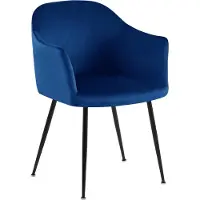 CLP Jaysie Eetkamerstoel - klassiek - met rugleuning - zwart metalen frame - velvet - fluweel - Fluweel/donkerblauw
