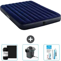 Intex Luchtbed - 2-Persoons - 152 x 203 x 25 cm cm - Blauw - Inclusief Hoeslaken - Pomp en Reparatieset