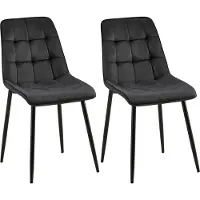 CLP Gifford Set van 2 eetkamerstoelen - klassiek - zonder armleuning - Velvet - fluweel - Fluweel/zwart