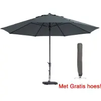 Madison Luxe parasol rond 400 cm Grijs met hoes
