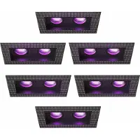 LEDVION – 6x Trimless Smart LED Inbouwspot Dubbelarmatuur 130x130mm – Zwart – Dimbaar – Kantelbaar – GU10 – RGB+CCT – 4.9W – IP20