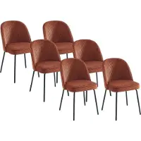 Vente-unique Set van 6 stoelen van ribfluweel en zwart metaal - Terracotta - ALPALI