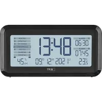 TFA-Dostmann 60.2562.01 Wekker Zendergestuurd Zwart, Zilver Alarmtijden 2 Groot display