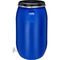 Garronda 220l Kunststof Trommel Met Deksel – Regenton met Kraan - Vat - HDPE - Voedselvat - Tuin Hobbock – Blauw - GD-STE-BarrelP