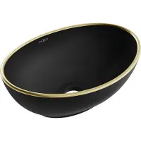 Mexen Elza opzetwastafel 40 x 33 cm, zwart mat/goud rand - 21014025