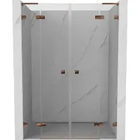 Mexen Lunar L Dubbele scharnierende douchedeuren 160 , transparant, roze goud - 834DL-160-000-60-00