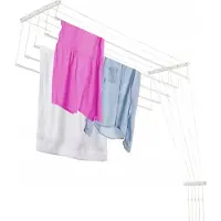 Kadax Plafondwasdroger, wasdroger voor het plafond met 5 stangen, wanddroger met stalen spijlen, plafonddroger, draagvermogen tot 10 kg (wit/140 cm)