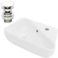 LuxeBath Wastafel incl. afvoerset met overloop 45x27x13 cm Wit keramiek ML-Design