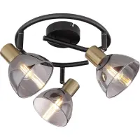 Globo 3-lichts plafondlamp Jay zwart met goud
