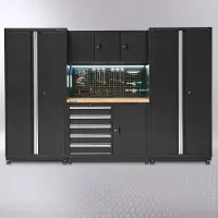 Datona Werkbank 160 cm met bovenkast en twee gereedschapskasten - Zwart