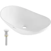 OEM VEVOR Ovaal wastafelblad, 592 x 361 x 158 mm, wastafel voor op het aanrecht, keramische wastafel in moderne stijl