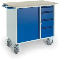ROLLCART Werkbank met kast, 4 schuifladen en 2 zwenkwielen/2 bokwielen