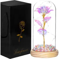 Springos Roos - Valentijn - Rozen - LED - 22 cm - Goud/Kristal/Naturel - Warm wit