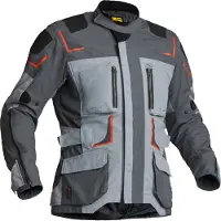 Lindstrands Myrvik, waterdichte motorfietsjas, textiel, grijs/oranje, maat 58