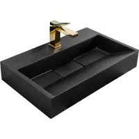 REA wastafel, composietmateriaal, model Goya, rechthoekig, zwart, 60 cm