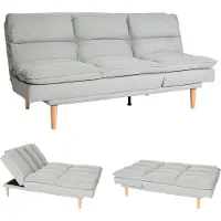 Mendler Slaapbank -M79, slaapbank voor gasten, slaapfunctie ligoppervlak 180x110cm ~ stof/textiel mintgrijs