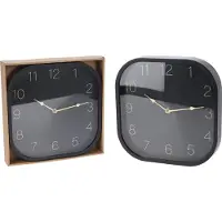 Sans marque Wandklok zwart met goud - 30 x 30 cm
