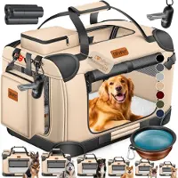 LOVPET reisBench Hondenbench hondenbox honden transportbox opvouwbaar incl. transportzak hondenbak transportbox voor huisdieren, honden en katten transportbox - XXL, Beige