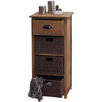 Mendler Ladekast -K84 met manden, ladekast kast, hout 83x40x29cm ~ donkerbruin, manden donkerbruin