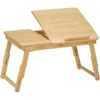 Hoppa! Laptoptafel, notebookstandaard - laptopstandaard - bedtafel - notebooktafel - in hoogte verstelbaar - opvouwbaar - Bamboe - Bruin - 63.5 x 29 x 34.5 cm