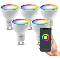 Calex Slimme Lamp - Kleurlamp set van 5 stuks - Wifi LED Verlichting - GU10 - Smart Lamp - Dimbaar - RGB en Warm Wit - 4.9W