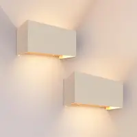 LEDVION - 2x LED Wandlamp - 9,5W - 3000K - IP54 - Tweezijdig - Beige - Buitenlamp
