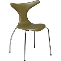 Ebuy24 Dolphin Dan-Form eetkamerstoel echt leer groen.